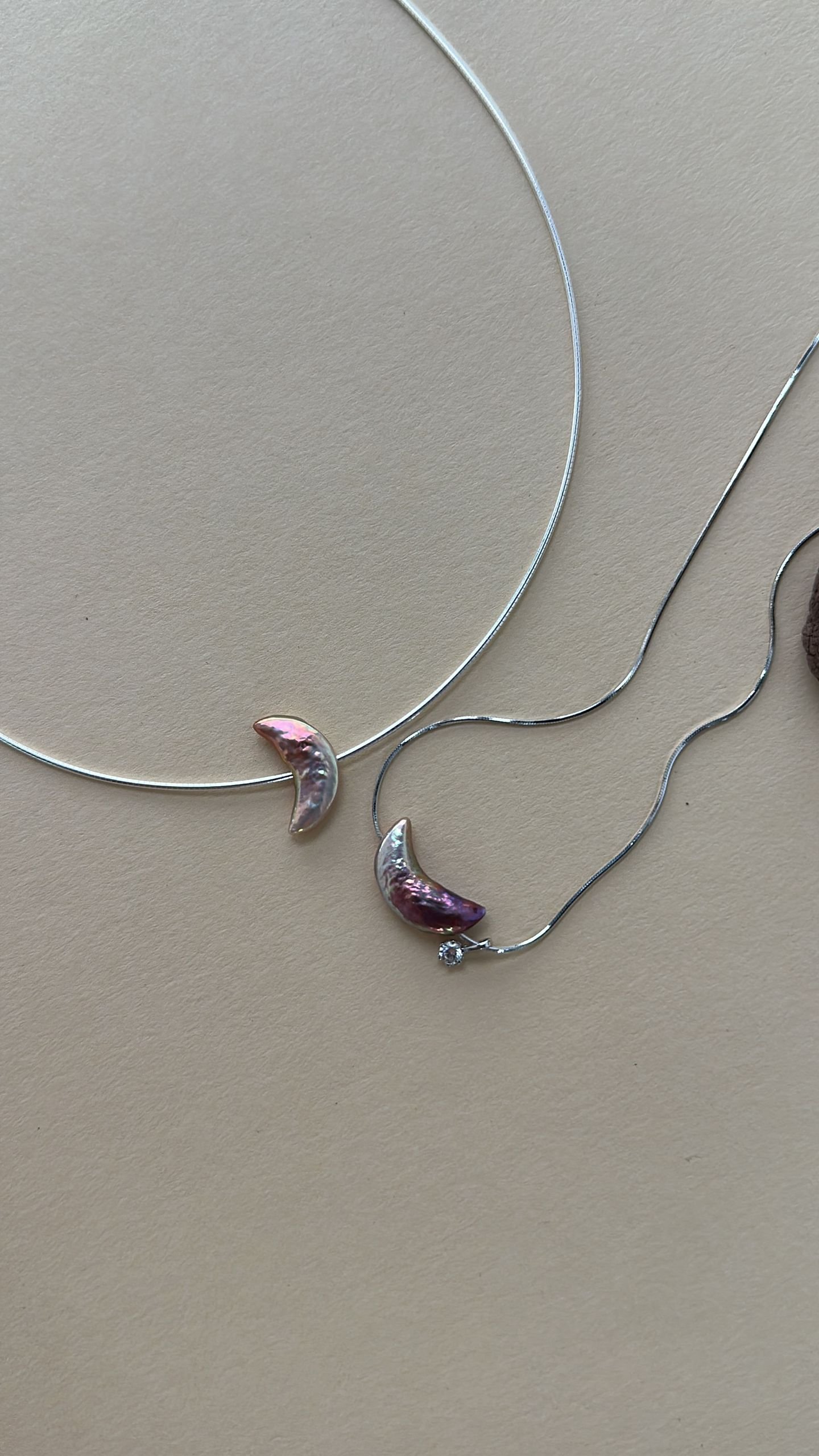 The Vibrant Chorus — Iridescent Moon Snake Chain Pearl Necklace | PoetPearl handcrafted jewelry