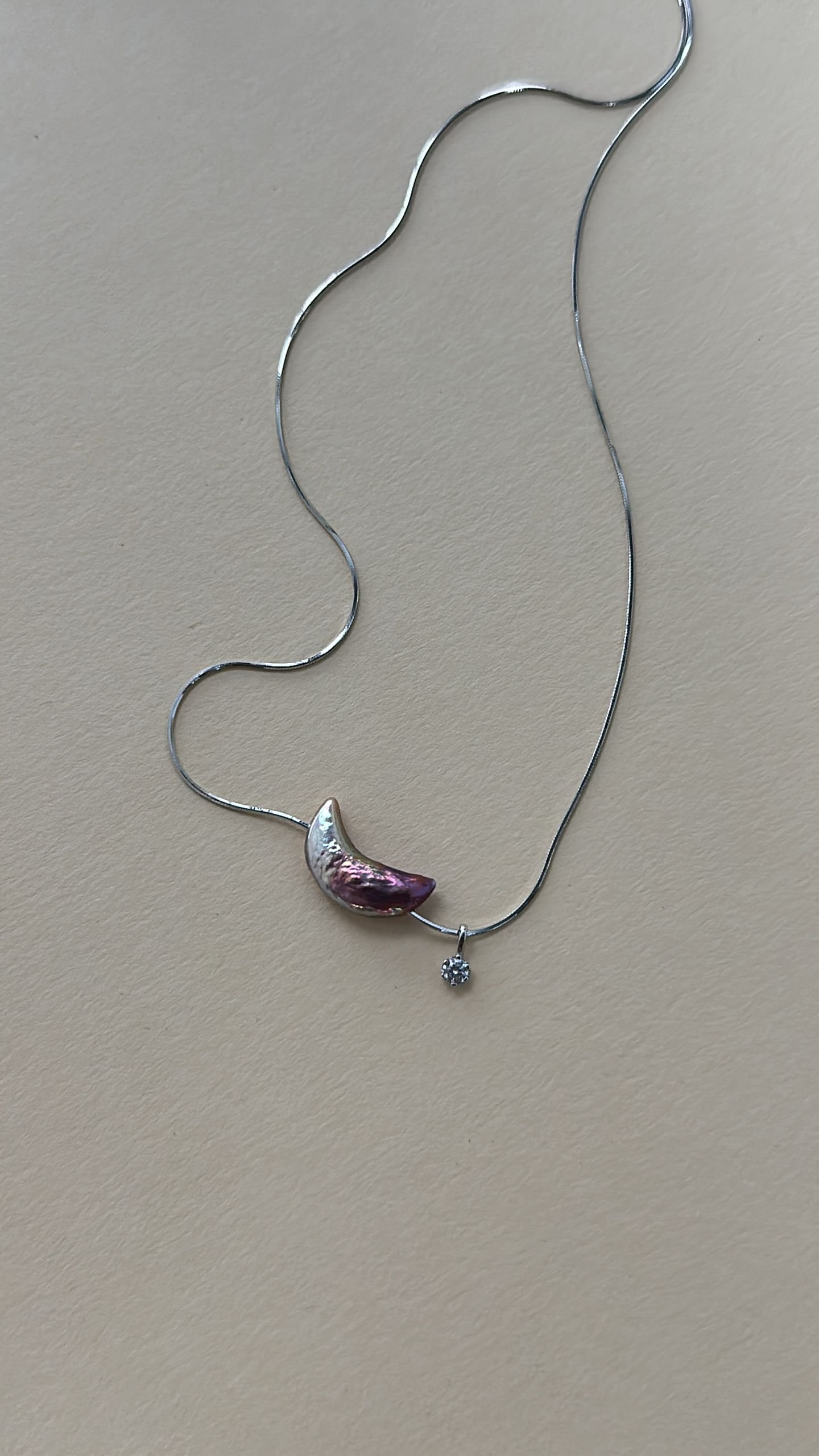 The Vibrant Chorus — Iridescent Moon Snake Chain Pearl Necklace | PoetPearl handcrafted jewelry