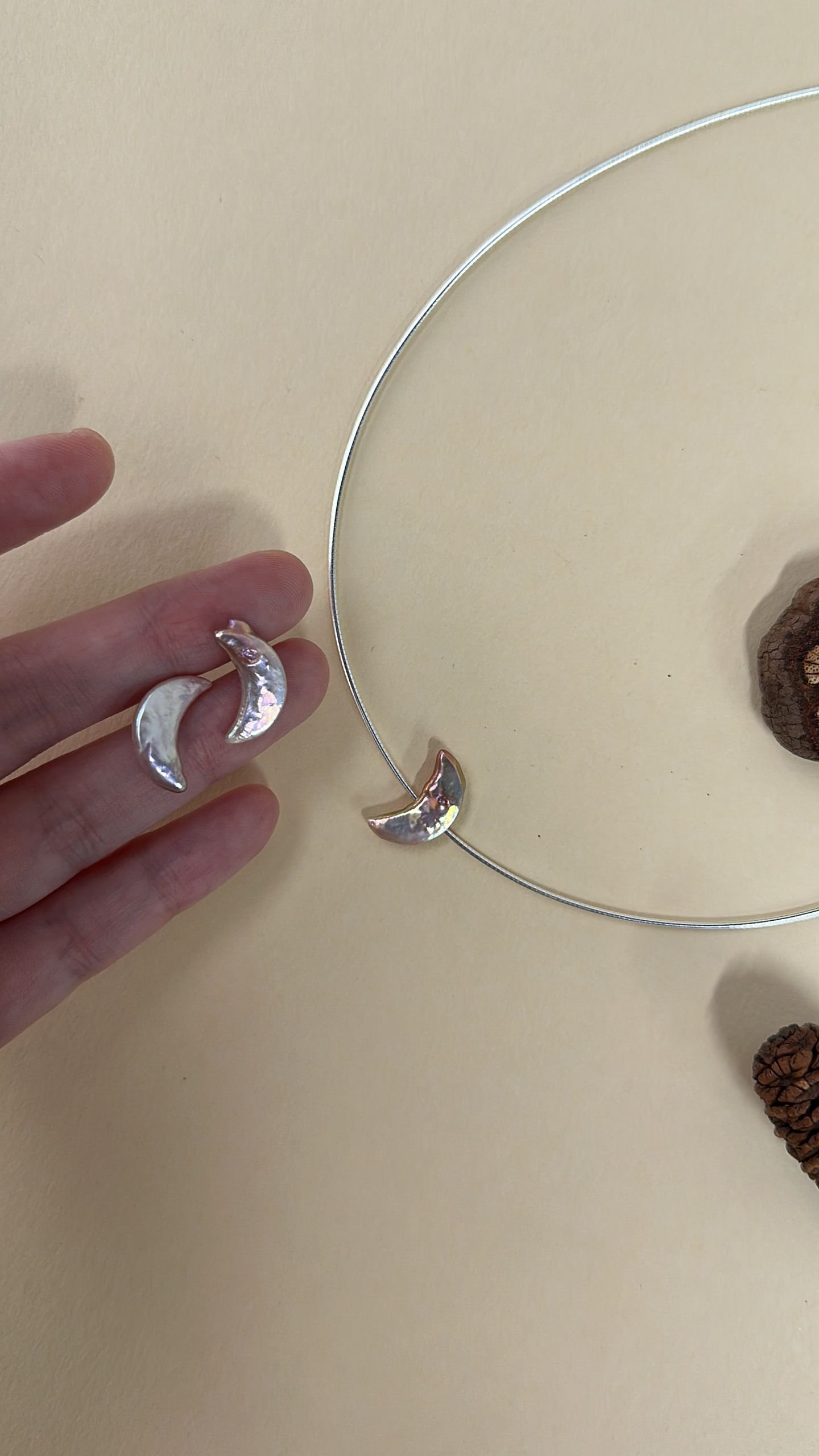 The Singing Chorus — Iridescent Moon Pearl Collar Necklace | PoetPearl handcrafted jewelry