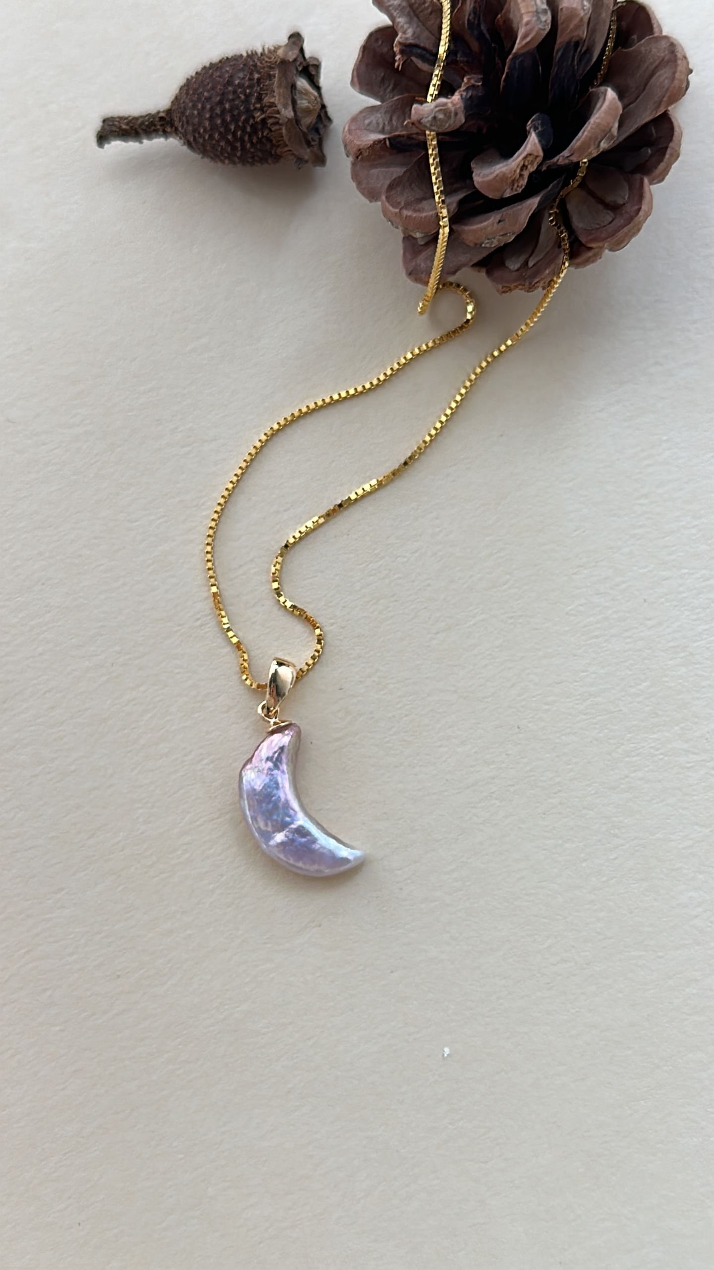 The Grand Epic — Iridescent Moon Gold-Plated Pearl Necklace | PoetPearl handcrafted jewelry