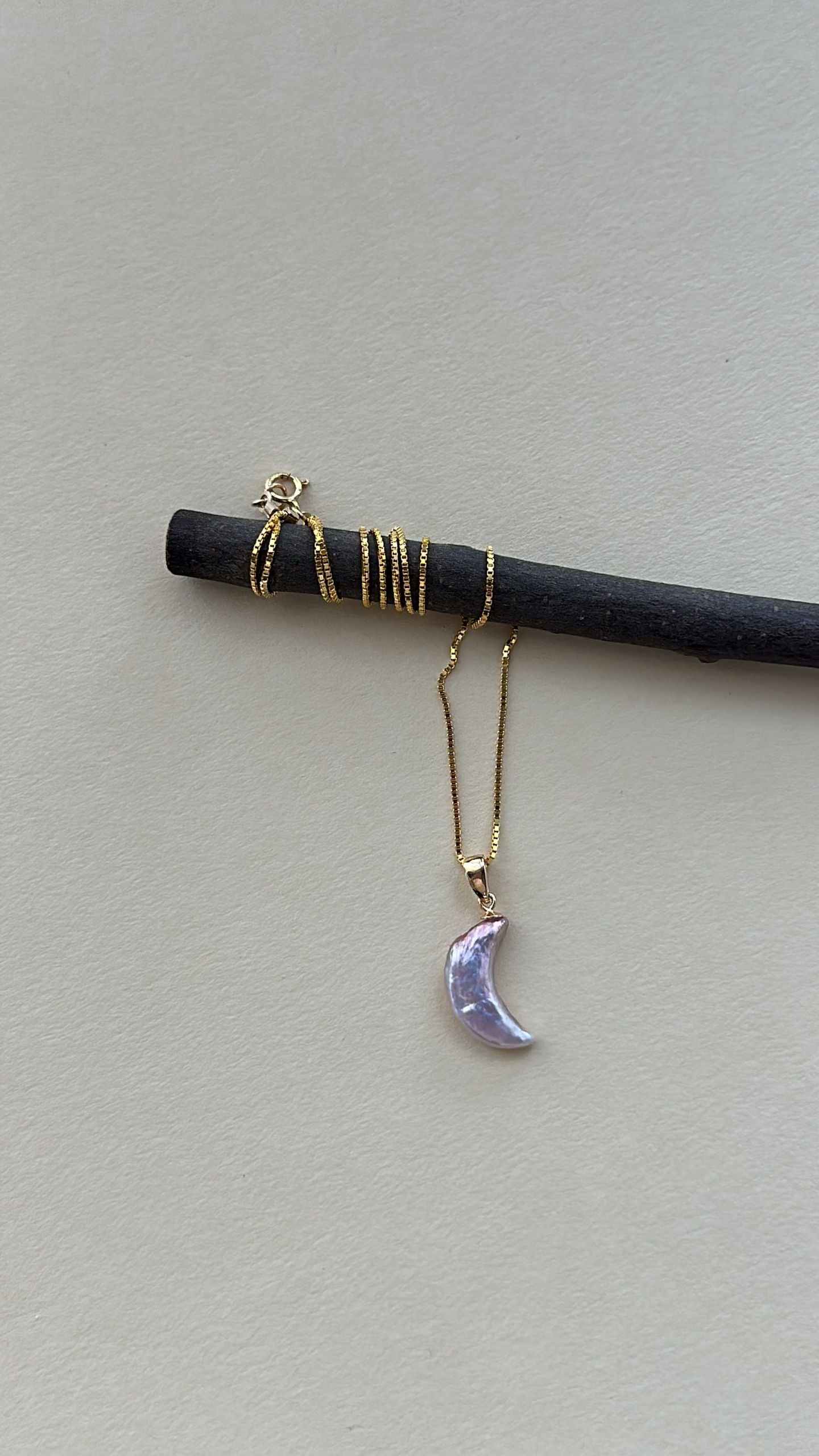 The Grand Epic — Iridescent Moon Gold-Plated Pearl Necklace | PoetPearl handcrafted jewelry