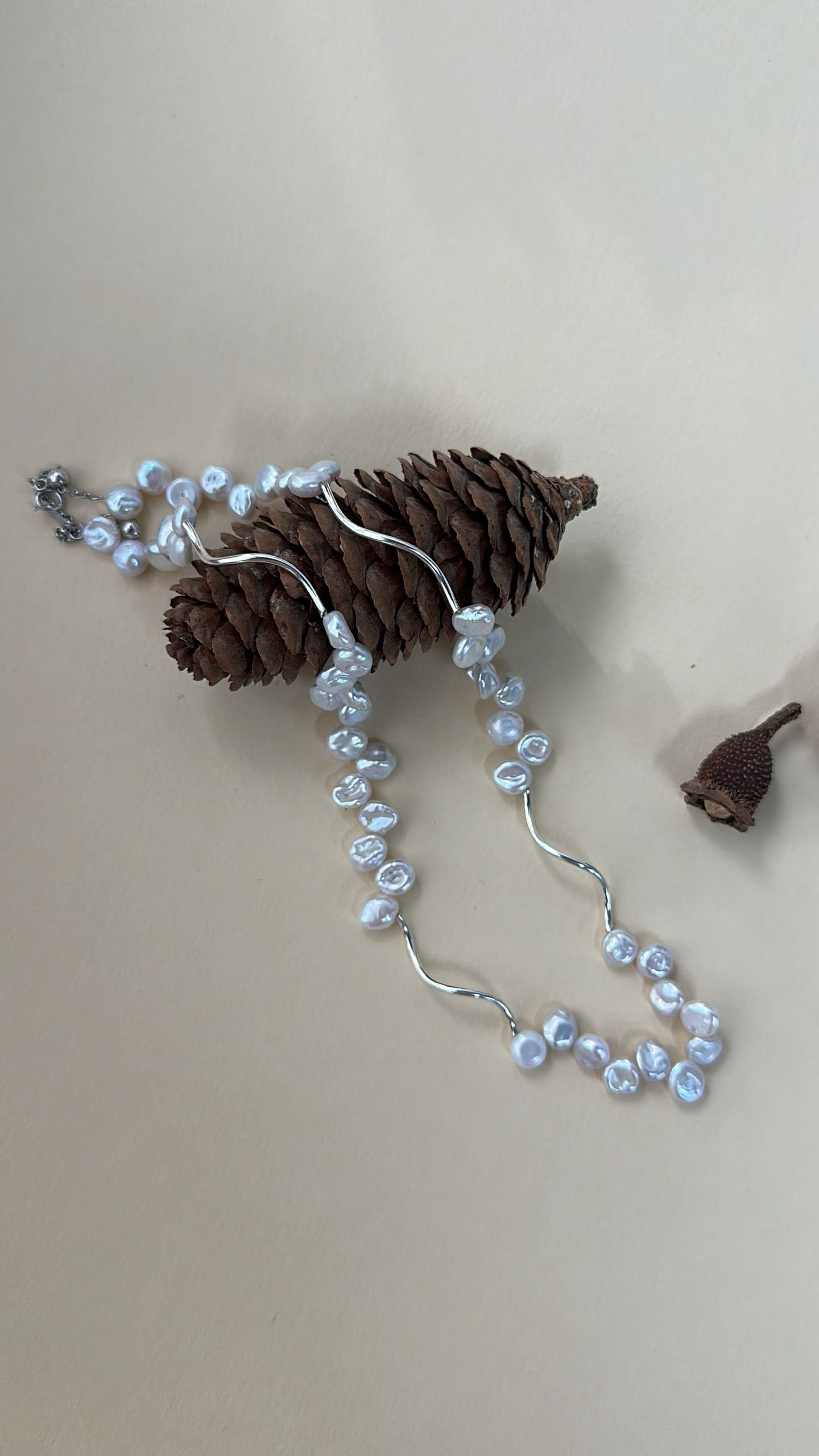 The Resolute Stanza — Geometric Wave Baroque Pearl Necklace | PoetPearl handcrafted jewelry