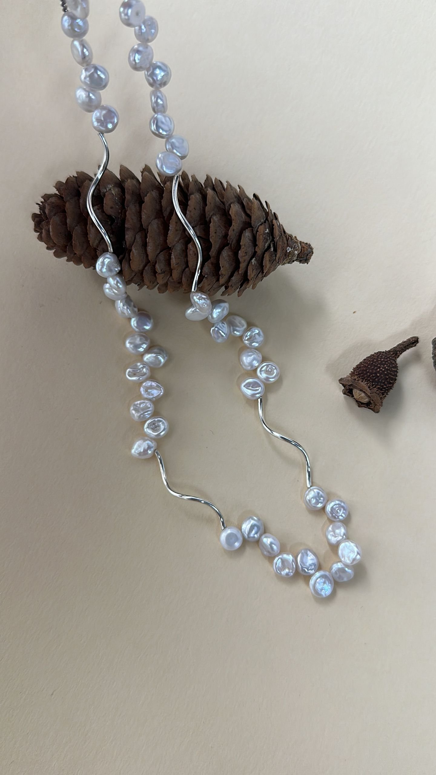 The Resolute Stanza — Geometric Wave Baroque Pearl Necklace | PoetPearl handcrafted jewelry