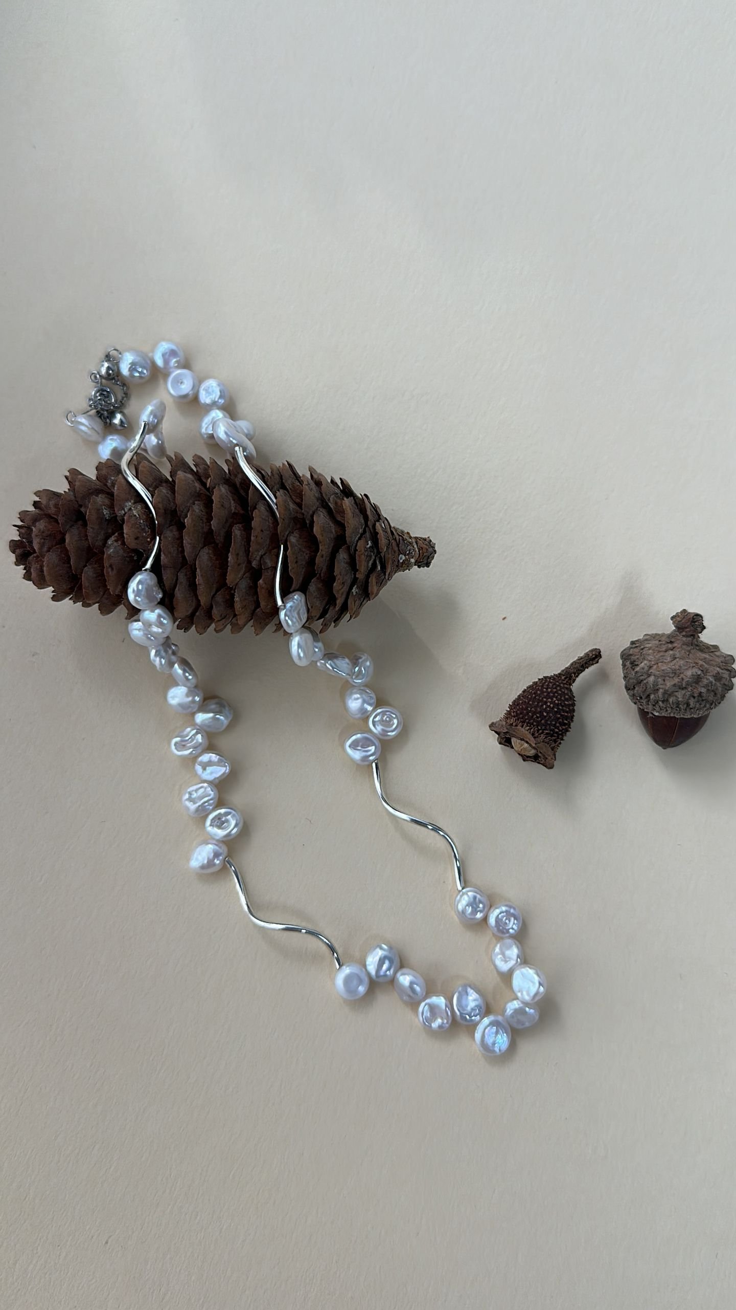 The Resolute Stanza — Geometric Wave Baroque Pearl Necklace | PoetPearl handcrafted jewelry