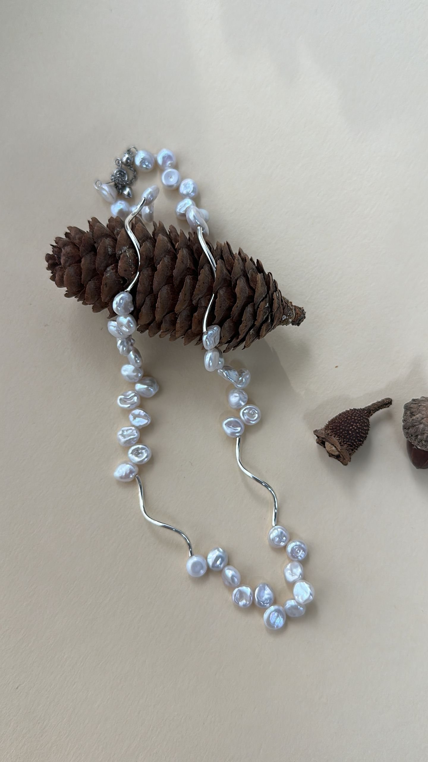 The Resolute Stanza — Geometric Wave Baroque Pearl Necklace | PoetPearl handcrafted jewelry