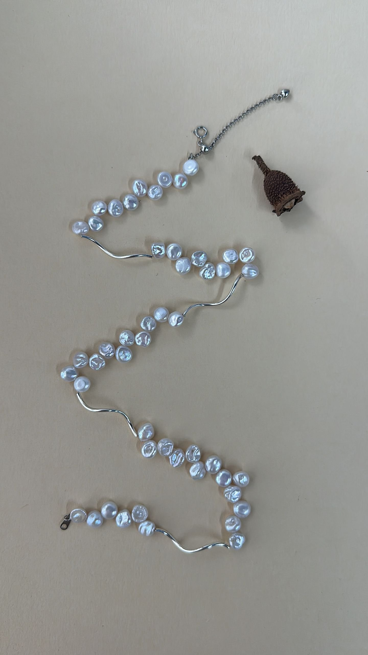 The Resolute Stanza — Geometric Wave Baroque Pearl Necklace | PoetPearl handcrafted jewelry