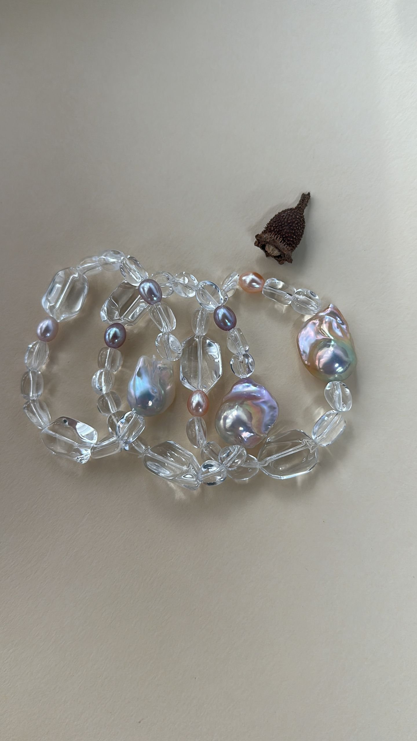 The Playful Chorus — Floating Cotton Crystal Baroque Pearl Bracelet | PoetPearl handcrafted jewelry