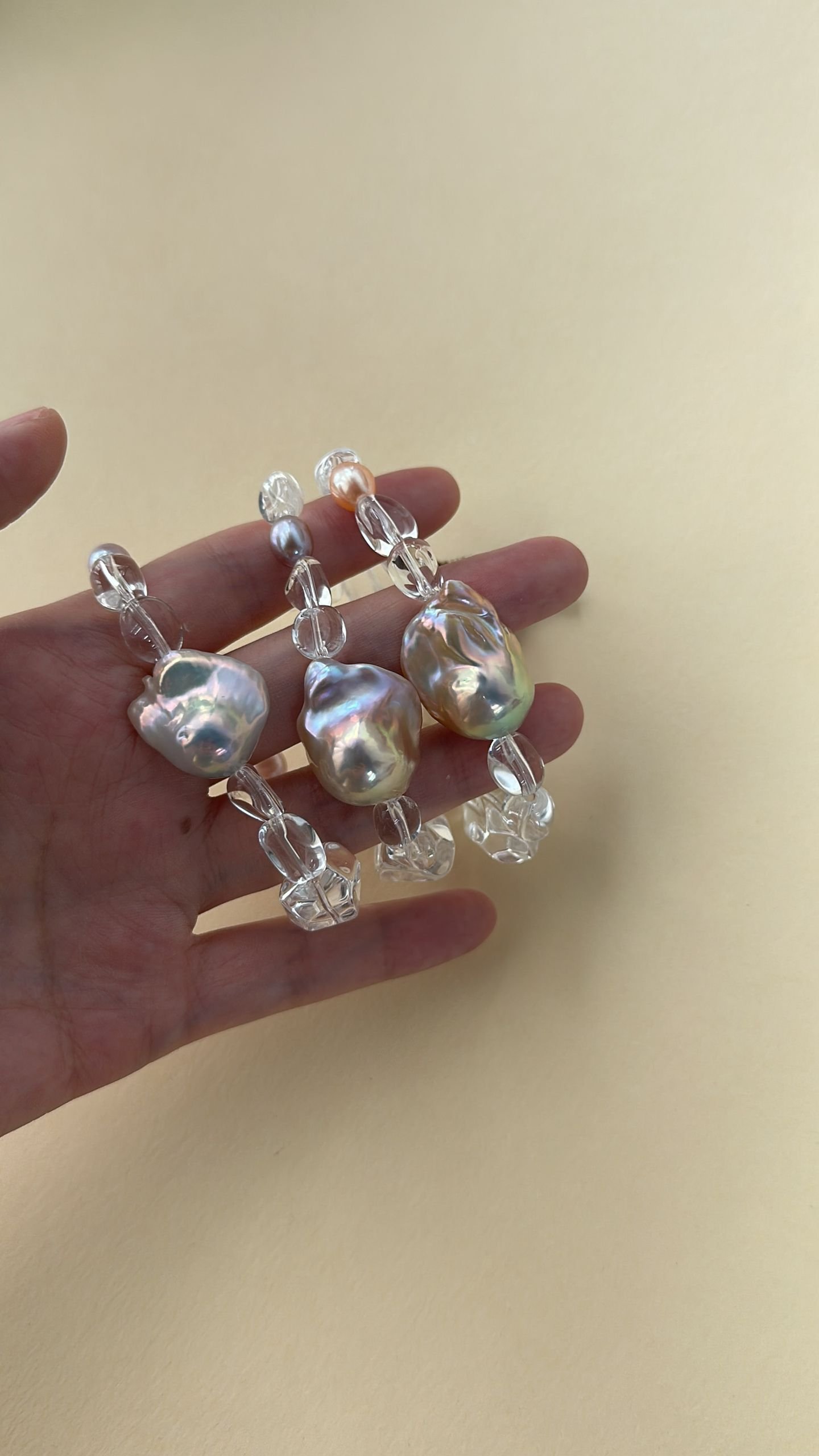 The Playful Chorus — Floating Cotton Crystal Baroque Pearl Bracelet | PoetPearl handcrafted jewelry