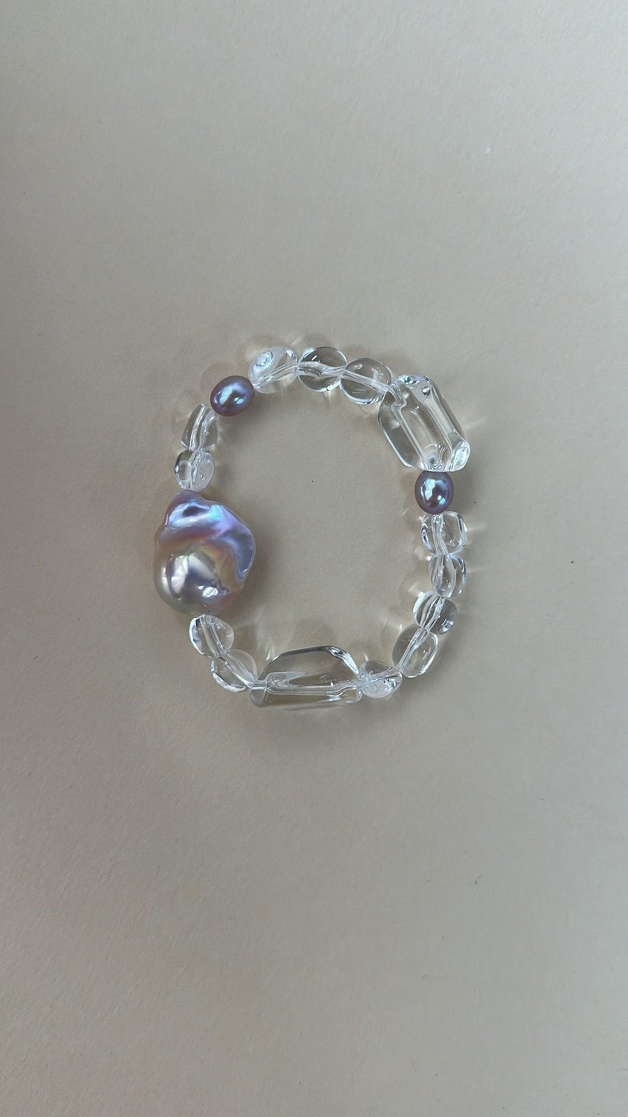 The Playful Chorus — Floating Cotton Crystal Baroque Pearl Bracelet | PoetPearl handcrafted jewelry