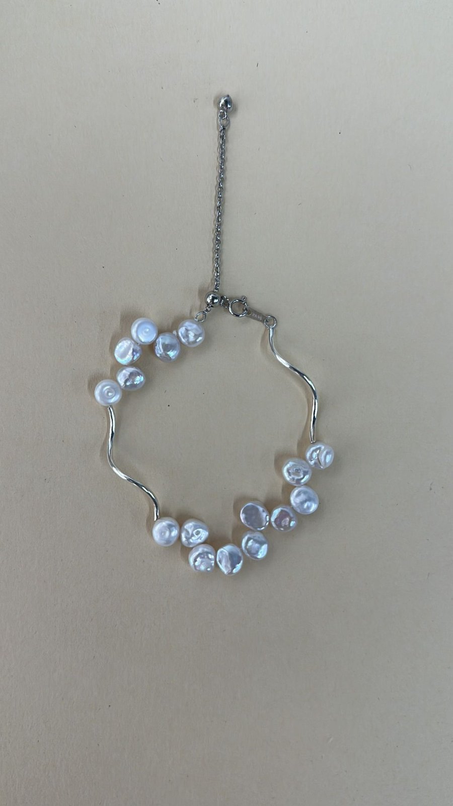 The Steadfast Stanza — Geometric Wave Pearl Bracelet | PoetPearl handcrafted jewelry
