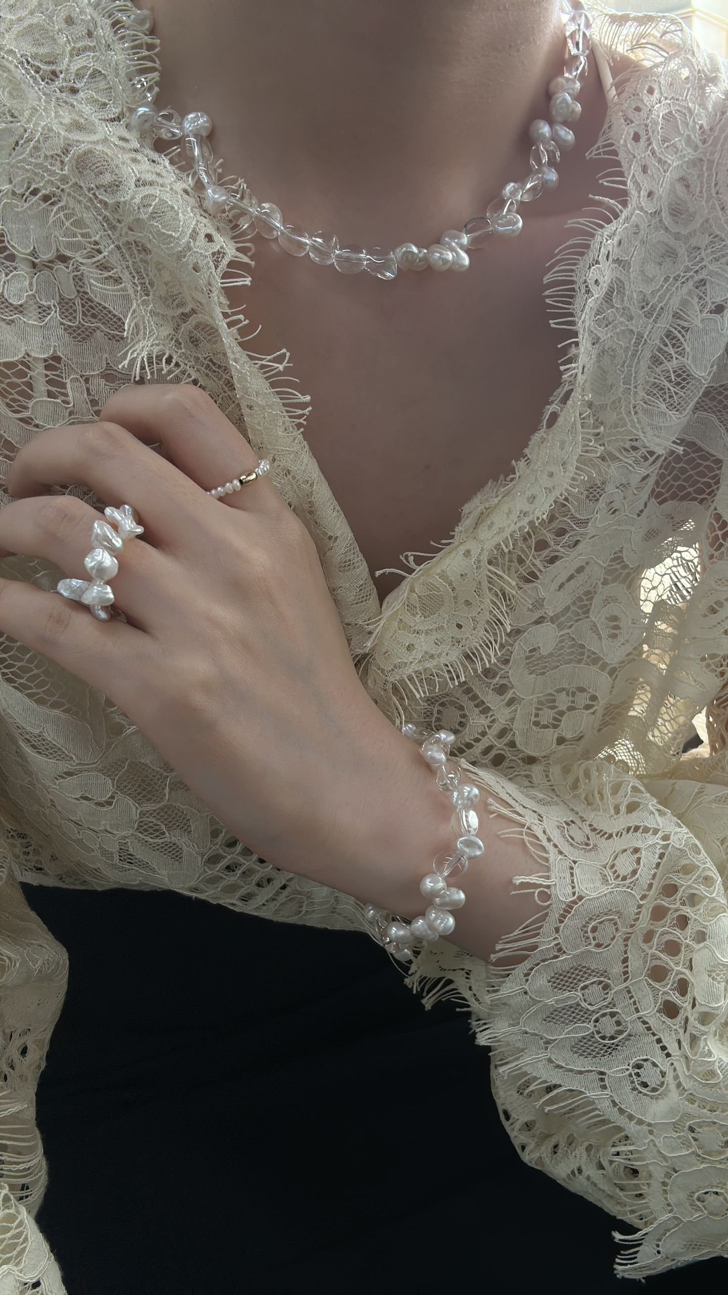 The Soft Verse — Crystal Frost Baroque Pearl Bracelet | PoetPearl handcrafted jewelry