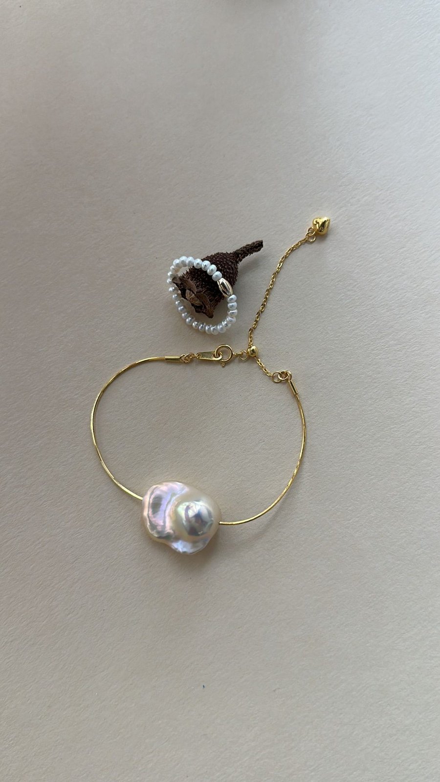 The Fearless Epic — Gold Snake Chain Baroque Pearl Bracelet | PoetPearl handcrafted jewelry