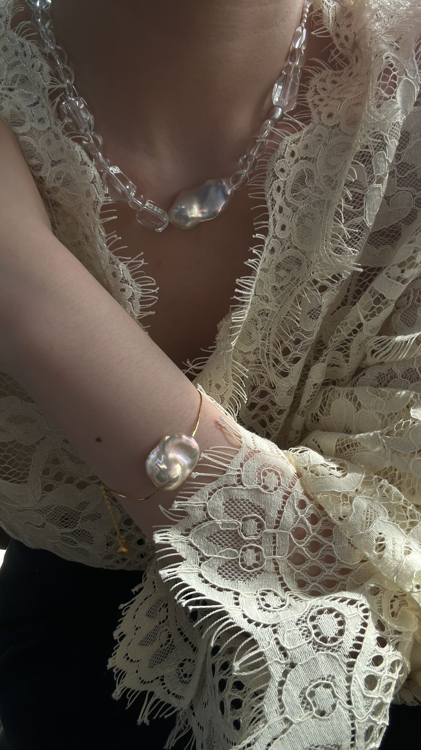 The Fearless Epic — Gold Snake Chain Baroque Pearl Bracelet | PoetPearl handcrafted jewelry