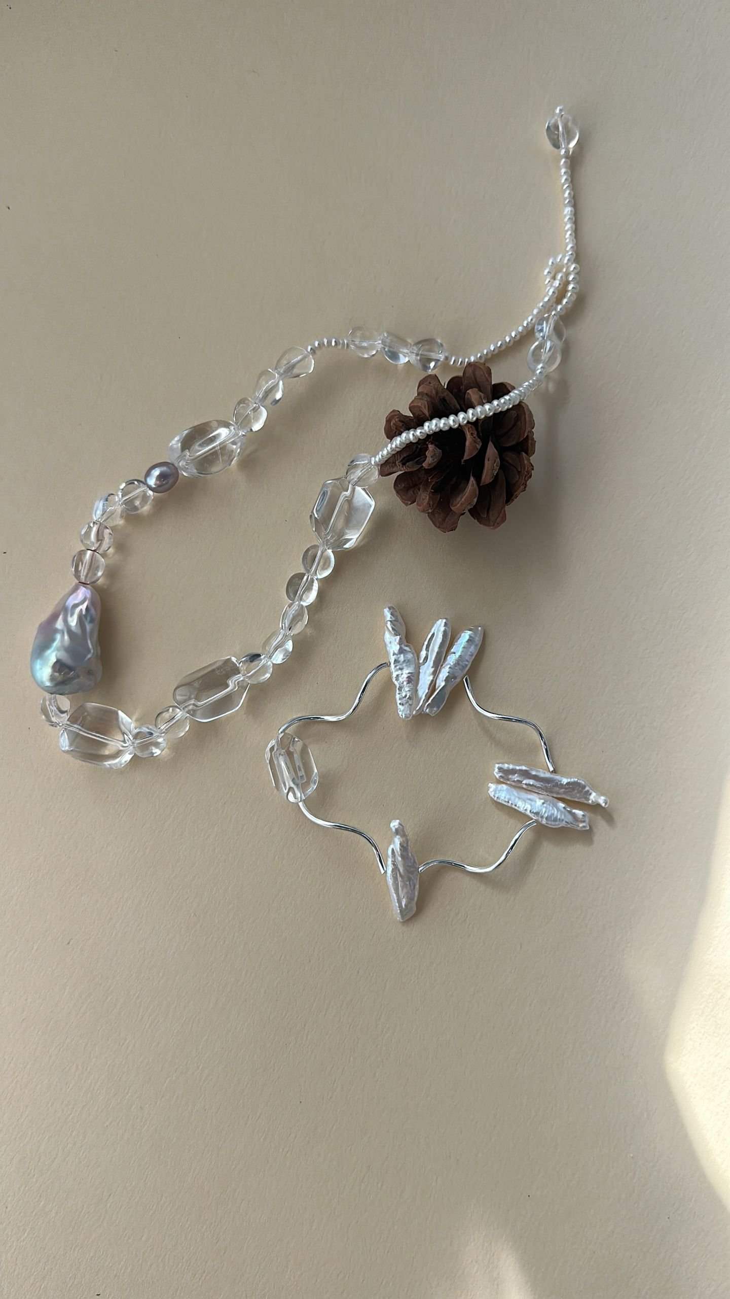 The Whispering Verse — Wind Branch Crystal Pearl Bracelet | PoetPearl handcrafted jewelry