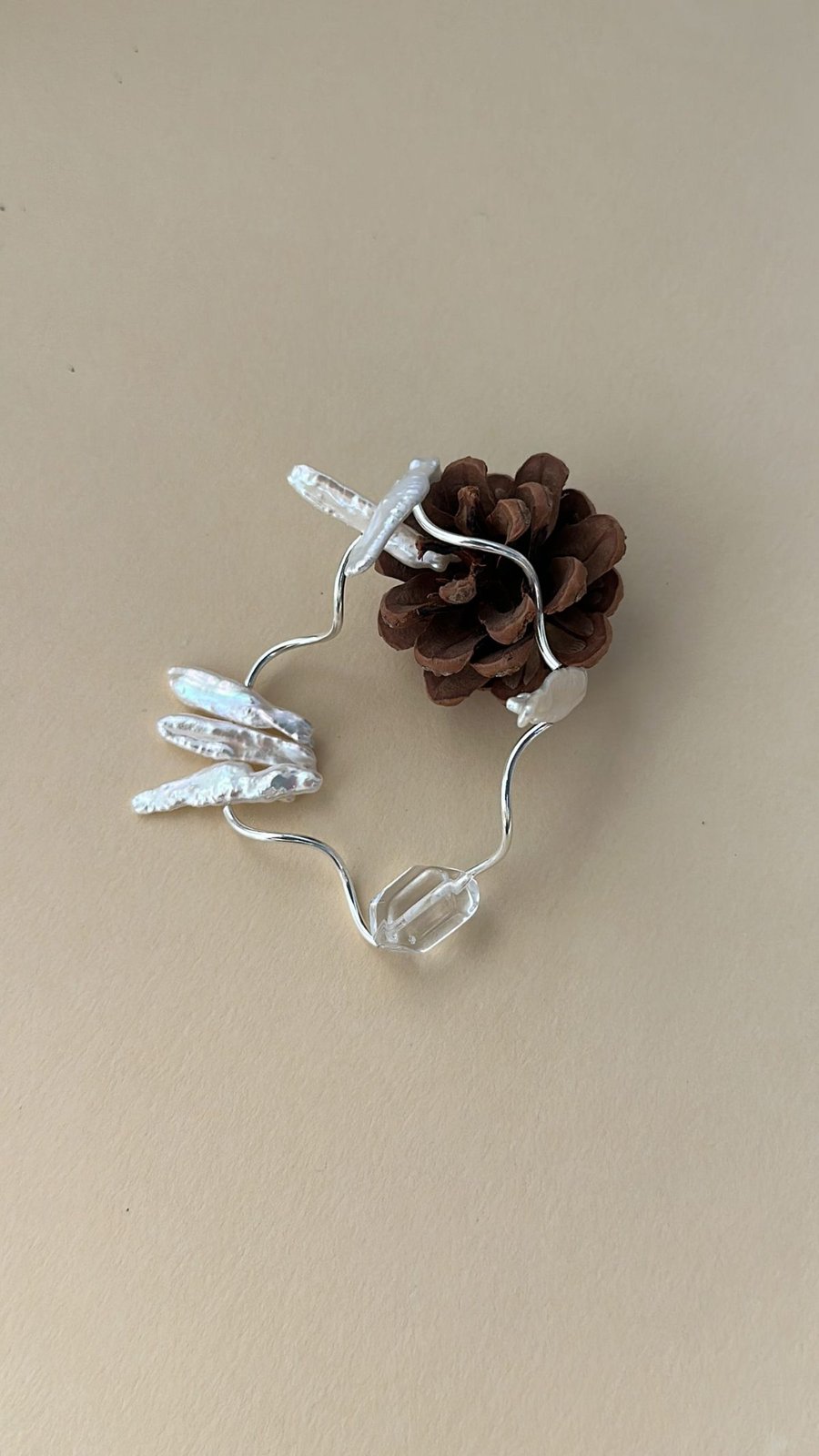 The Whispering Verse — Wind Branch Crystal Pearl Bracelet | PoetPearl handcrafted jewelry