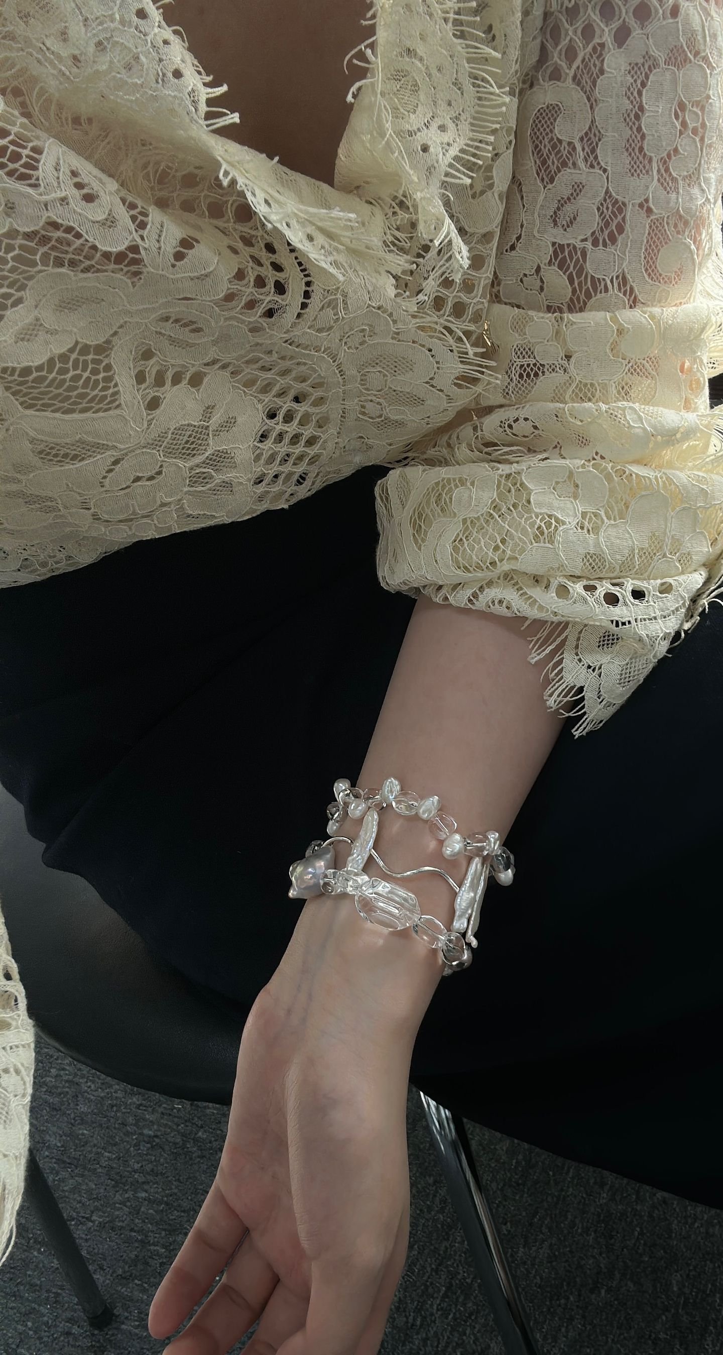 The Whispering Verse — Wind Branch Crystal Pearl Bracelet | PoetPearl handcrafted jewelry