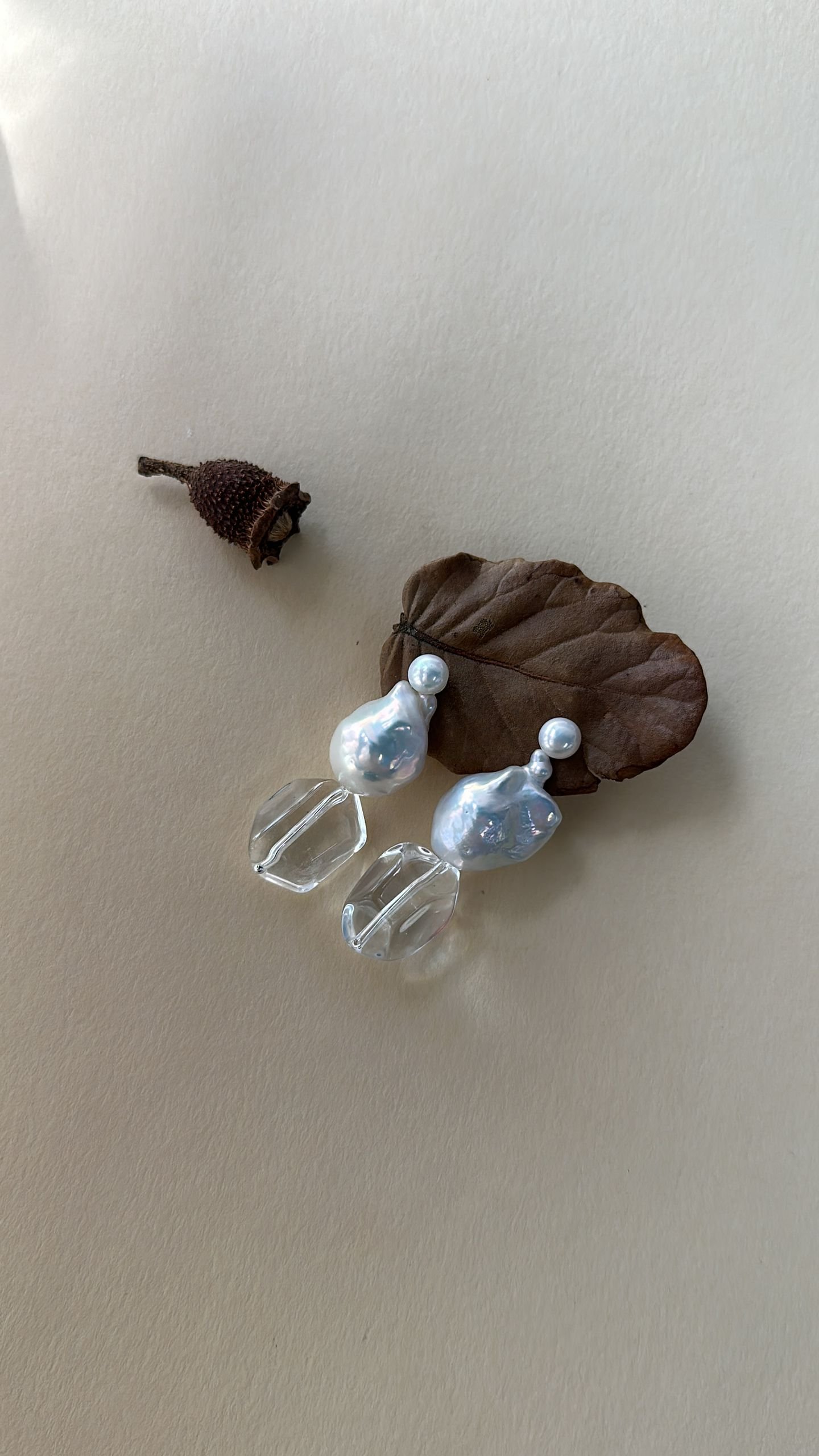 The Gentle Verse — Moonlight Crystal Baroque Pearl Drop Earrings | PoetPearl handcrafted jewelry