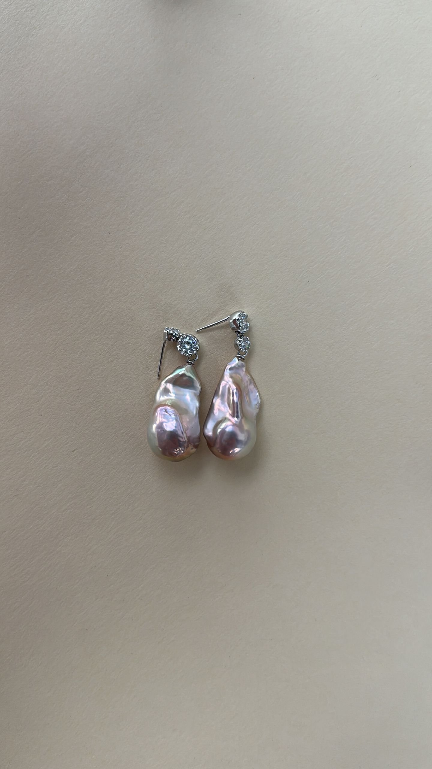 The Dramatic Epic — Flowing Zircon Baroque Pearl Drop Earrings | PoetPearl handcrafted jewelry