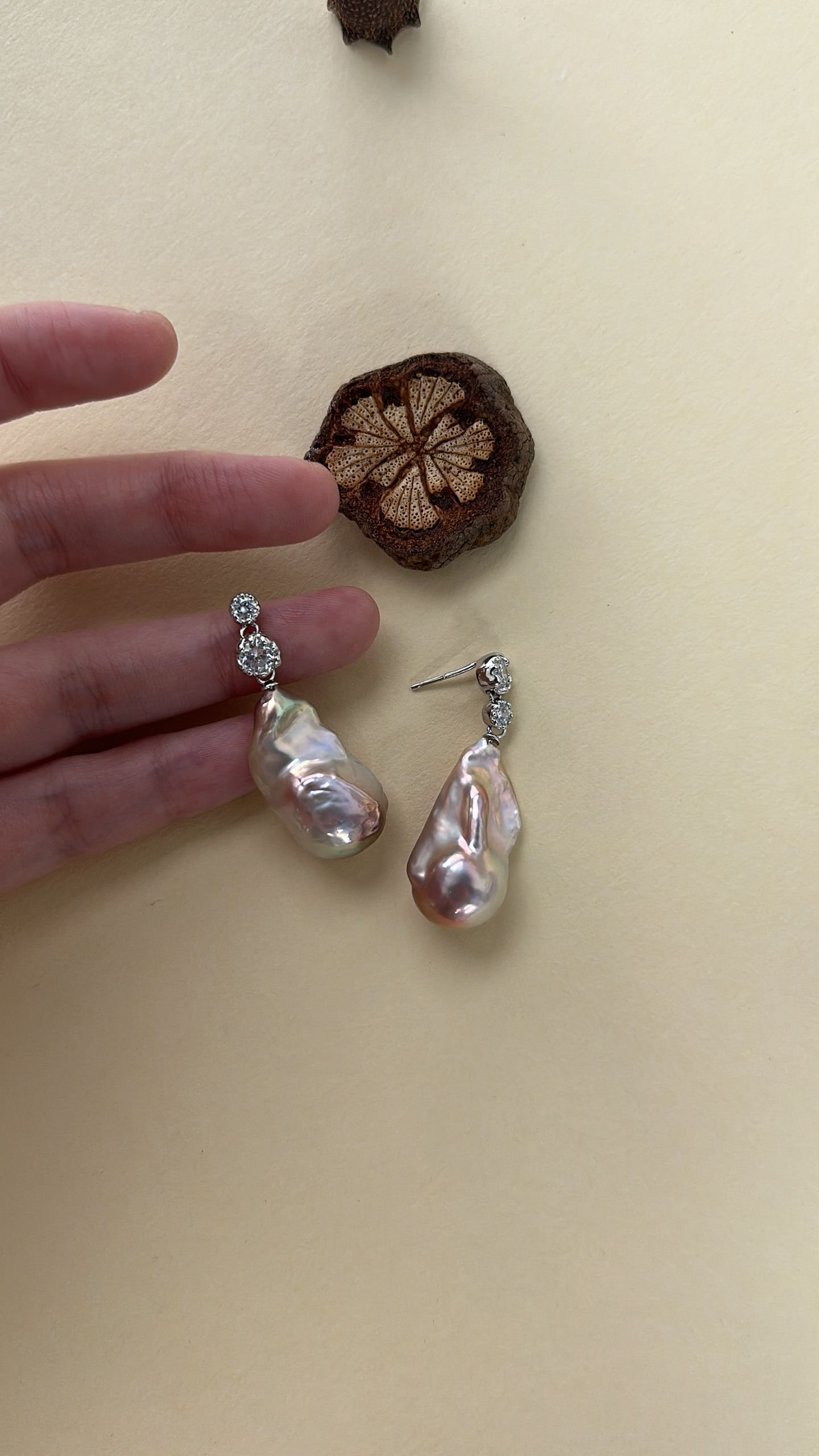 The Dramatic Epic — Flowing Zircon Baroque Pearl Drop Earrings | PoetPearl handcrafted jewelry