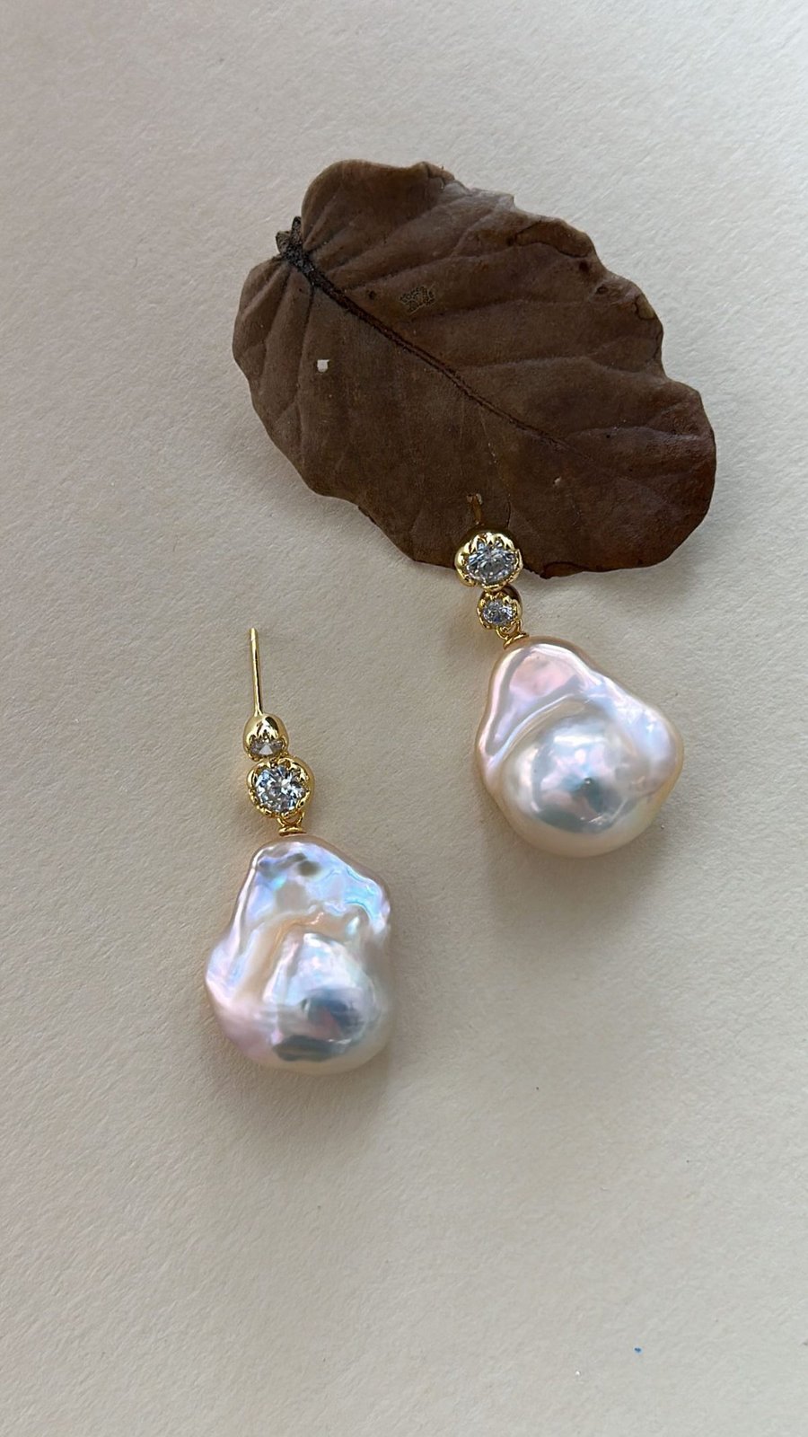 The Dramatic Epic — Flowing Zircon Baroque Pearl Drop Earrings | PoetPearl handcrafted jewelry