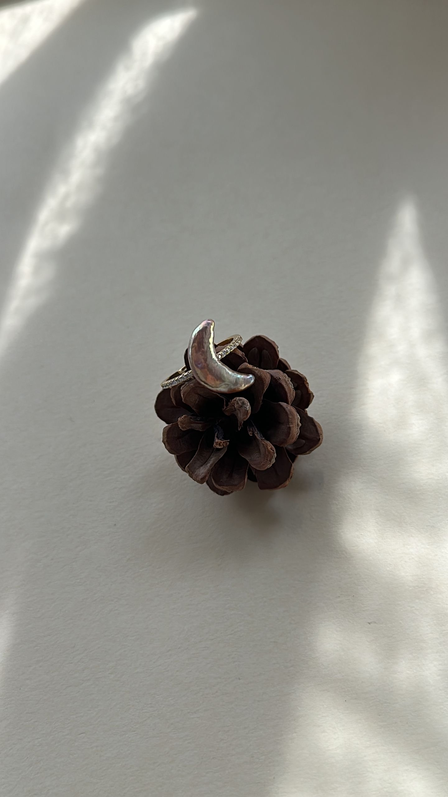 The Harmonious Chorus — Iridescent Moon Baroque Pearl Ring | PoetPearl handcrafted jewelry