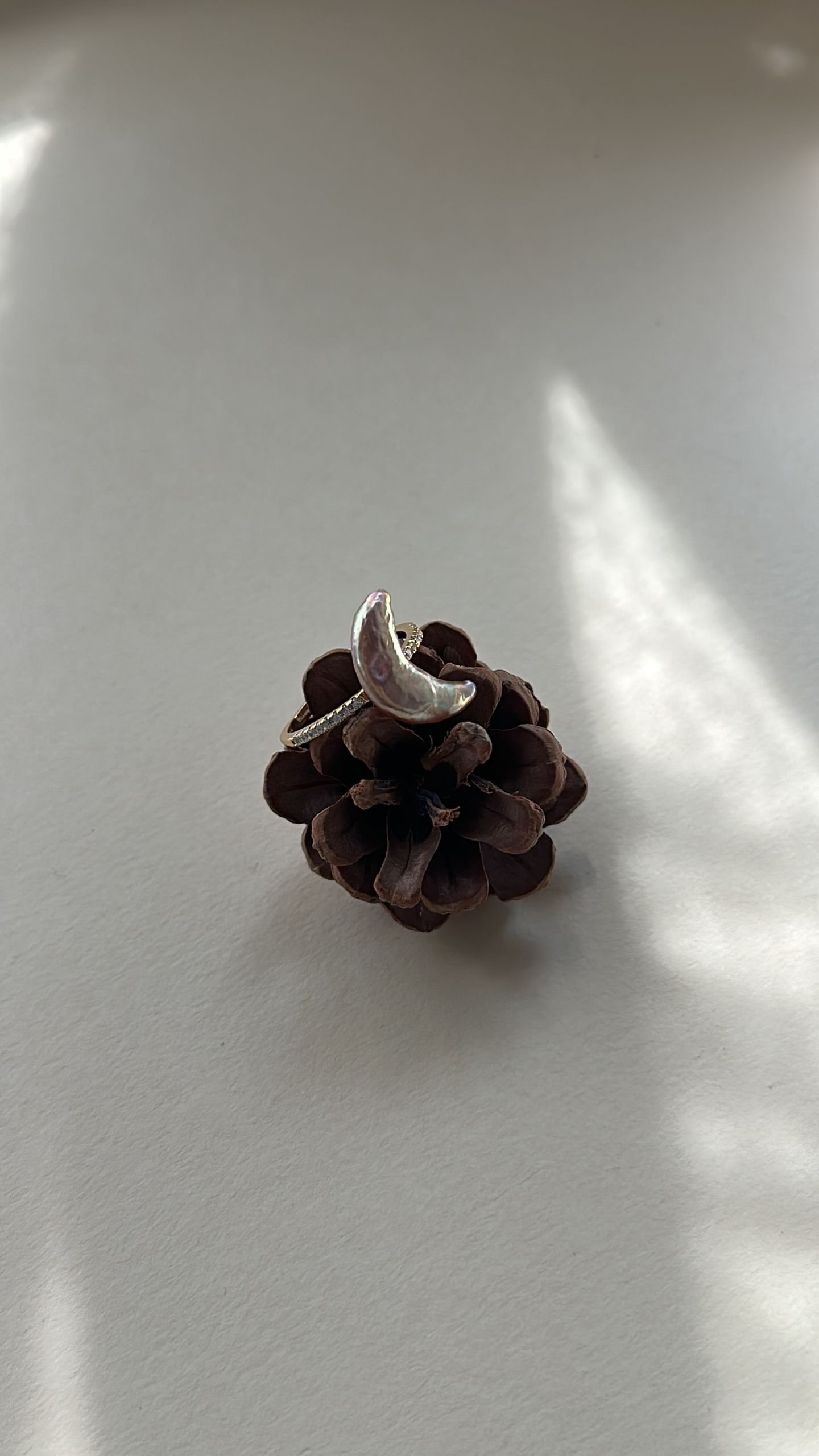 The Harmonious Chorus — Iridescent Moon Baroque Pearl Ring | PoetPearl handcrafted jewelry