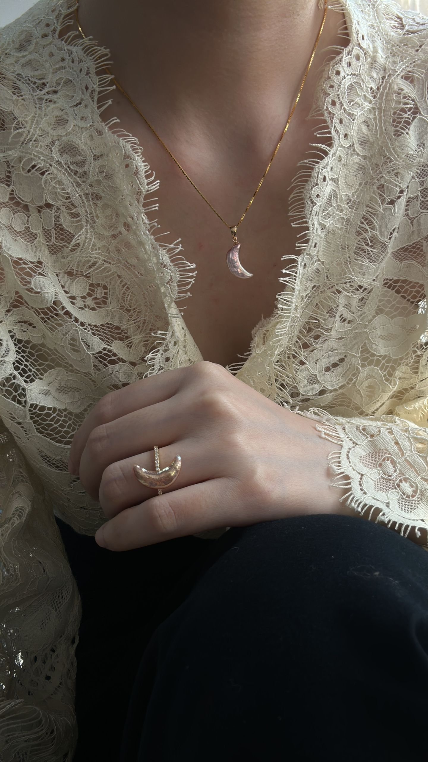 The Harmonious Chorus — Iridescent Moon Baroque Pearl Ring | PoetPearl handcrafted jewelry